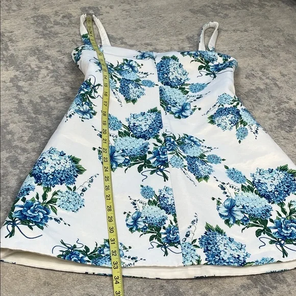 New Emilia Wickstead Thoni Floral Mini Dress White Blue Sz 8 - Picture 13 of 16